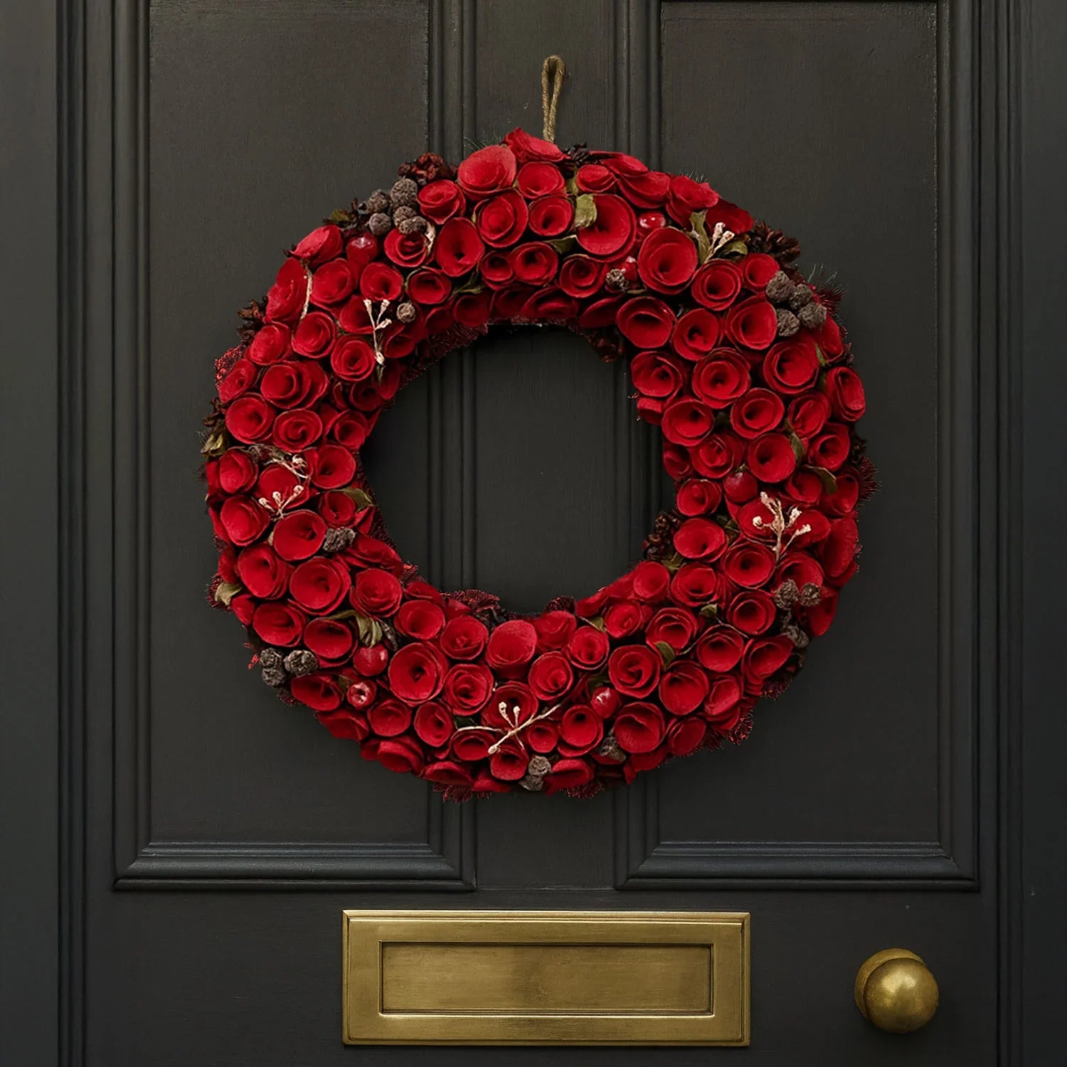Couronne de Luxe Neo 50 cm – Extra Large avec Roses Rouges