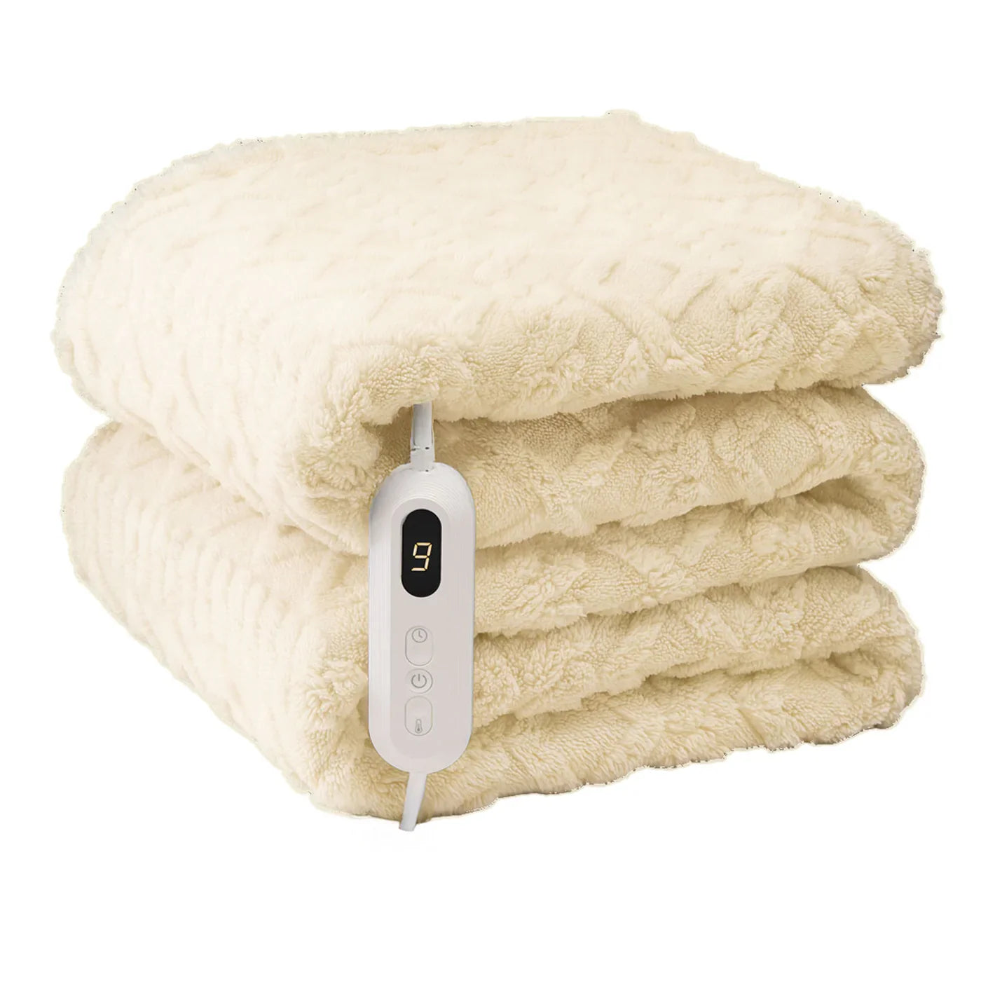 Plaid Chauffant Électrique Neo Gris à Motif Tricot Câble