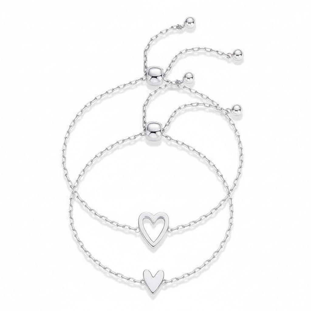 Bracelet à chaîne réglable avec cœur, bijoux assortis pour couples