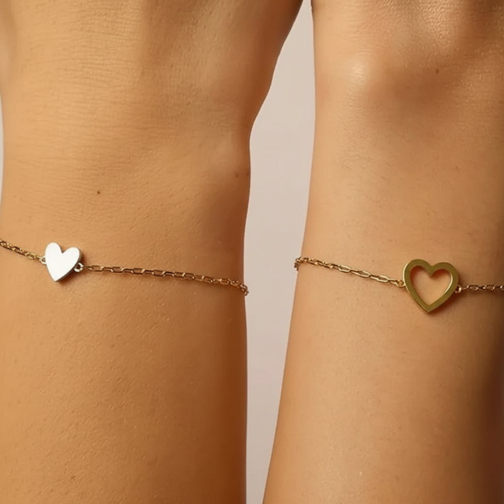 Bracelet à chaîne réglable avec cœur, bijoux assortis pour couples