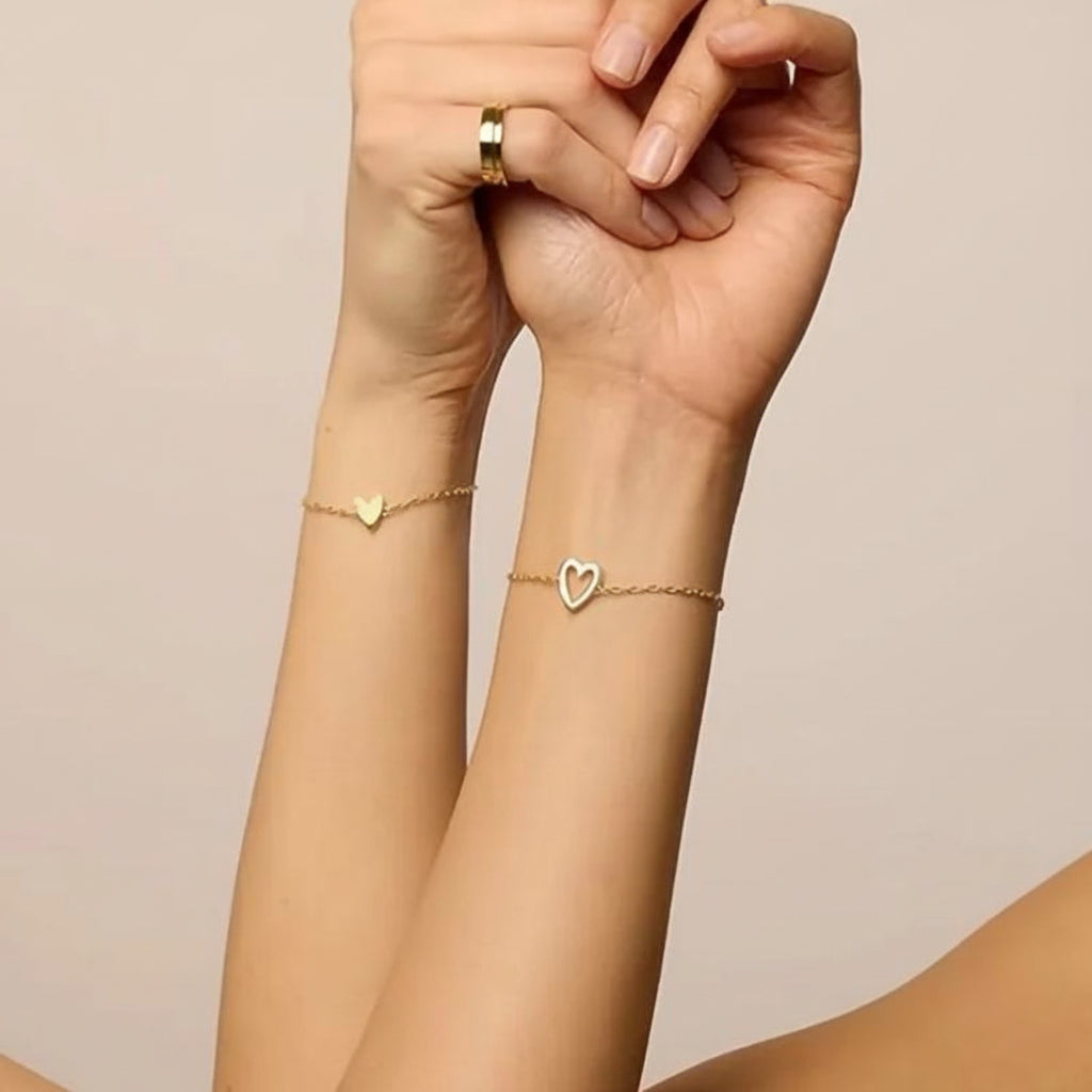 Bracelet à chaîne réglable avec cœur, bijoux assortis pour couples