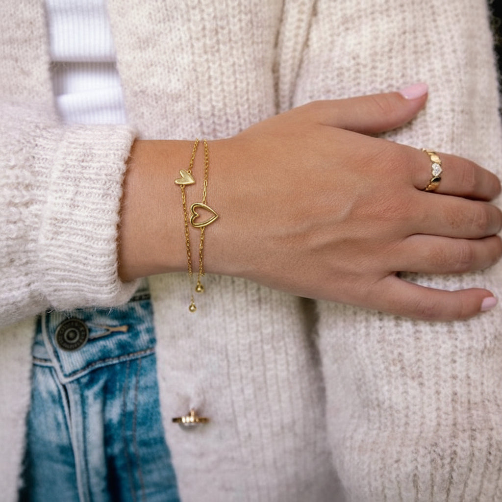 Bracelet à chaîne réglable avec cœur, bijoux assortis pour couples