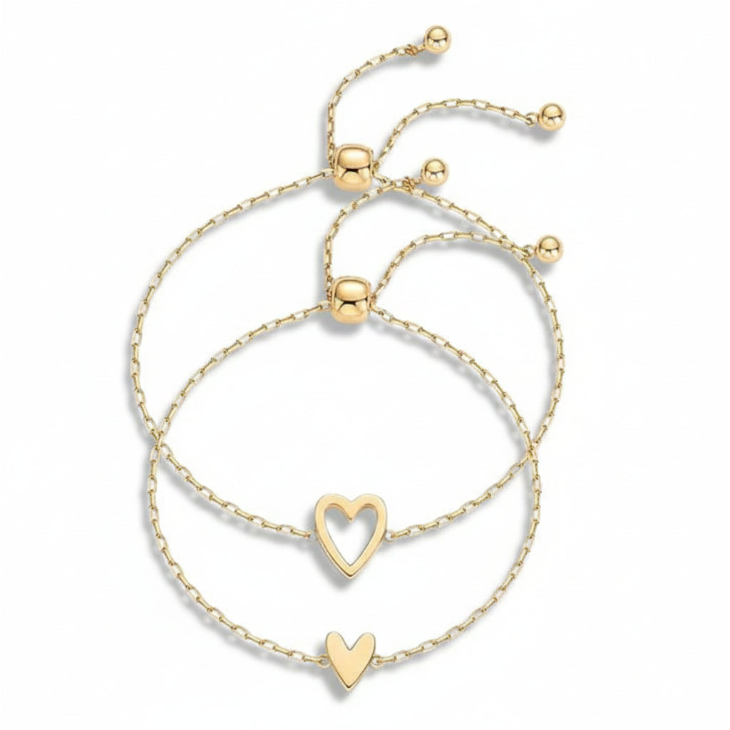 Bracelet à chaîne réglable avec cœur, bijoux assortis pour couples