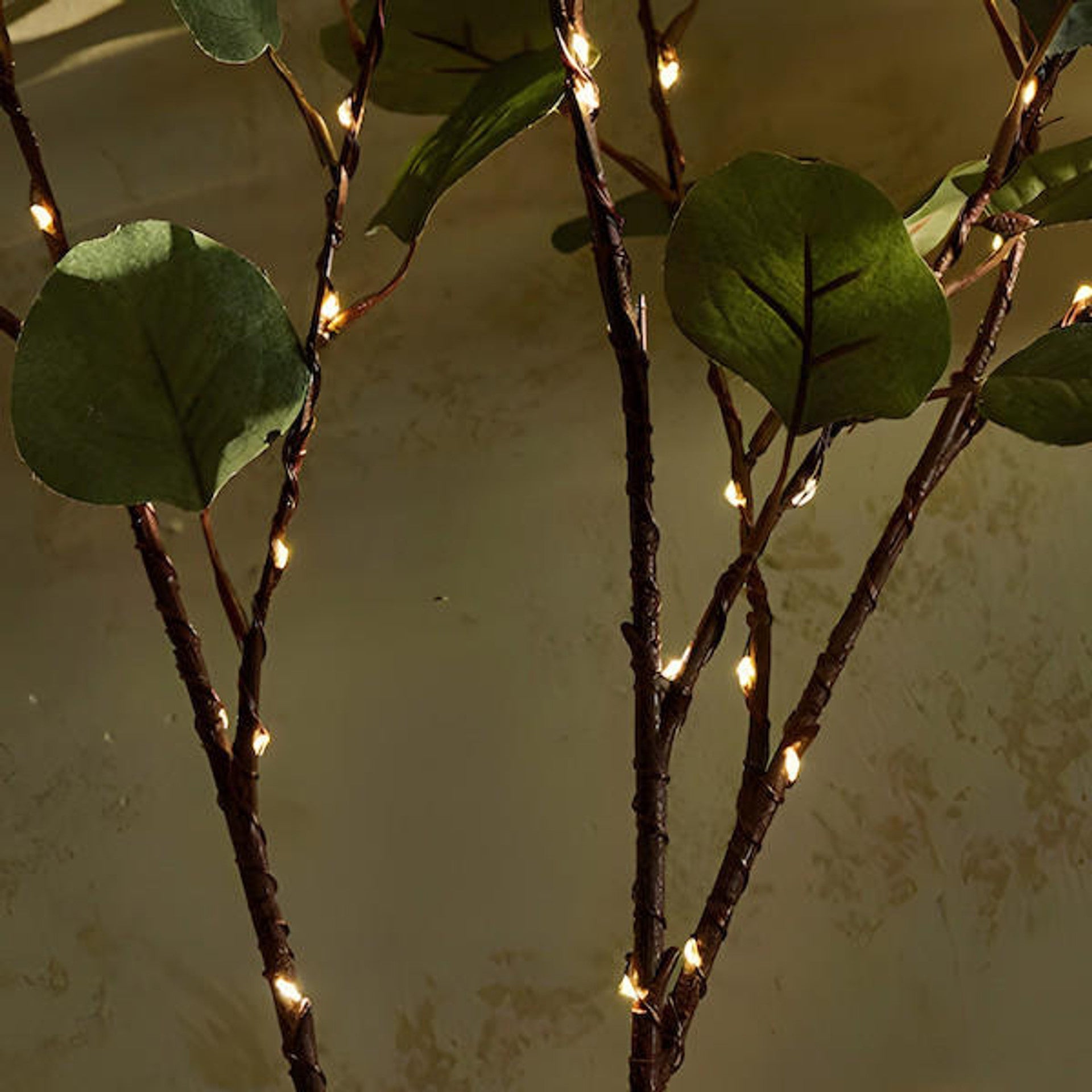 Branche lumineuse Branche d'olivier LED Blanc chaud 70 cm 120 lumières Éclairage d'ambiance Branche décorative Guirlande lumineuse Salon Chambre Batterie Noël Nature