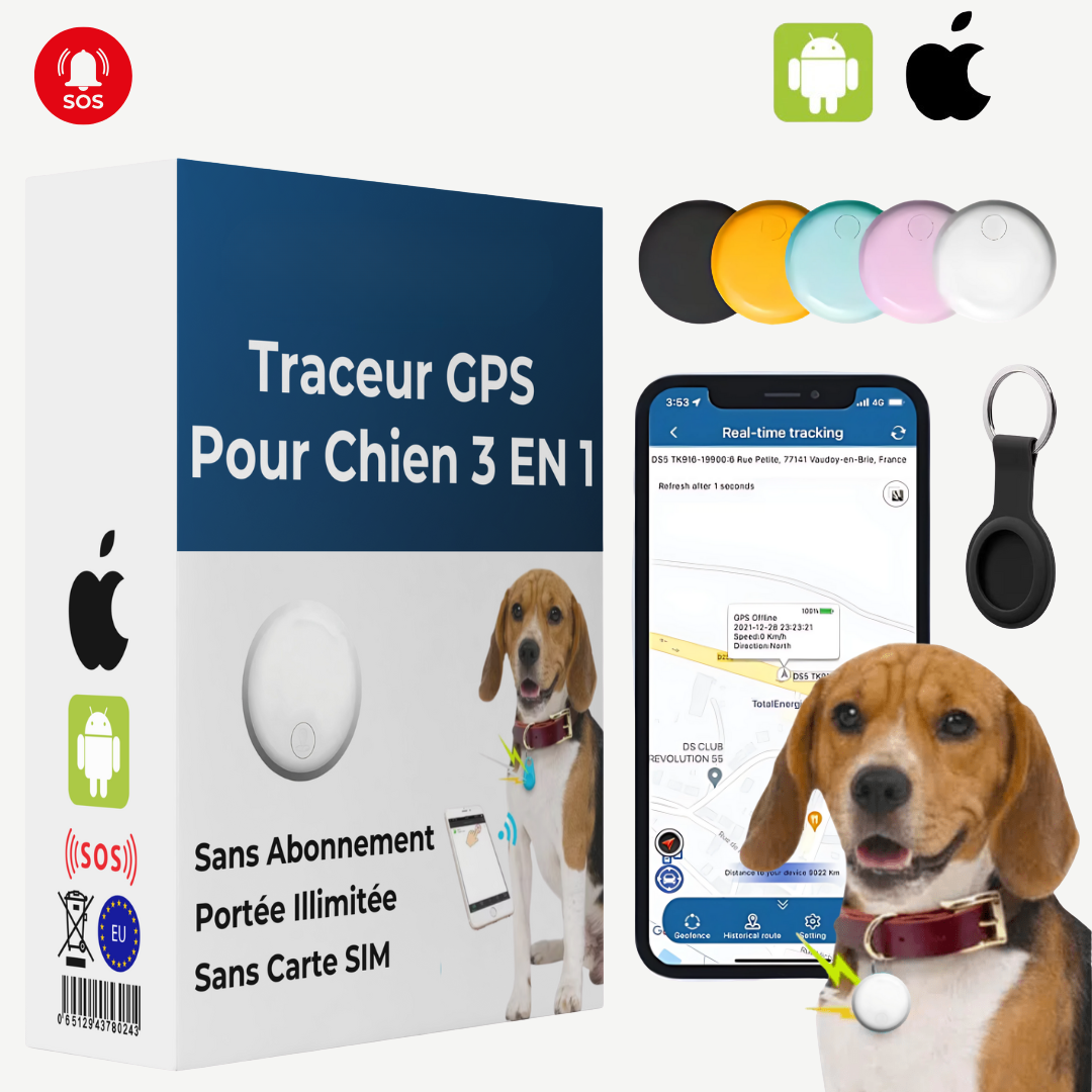 Traceur GPS pour Chien 3 en 1 - Narsago - ANDROID / iOS