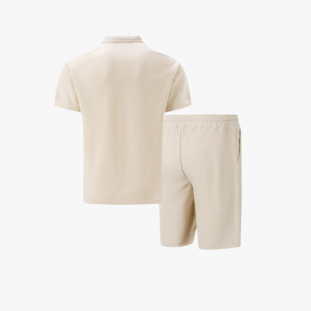 Ensemble d'été pour homme avec polo à col zippé et shorts confortables