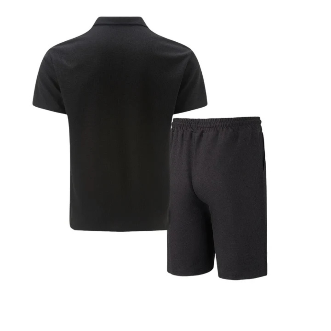 Ensemble d'été pour homme avec polo à col zippé et shorts confortables
