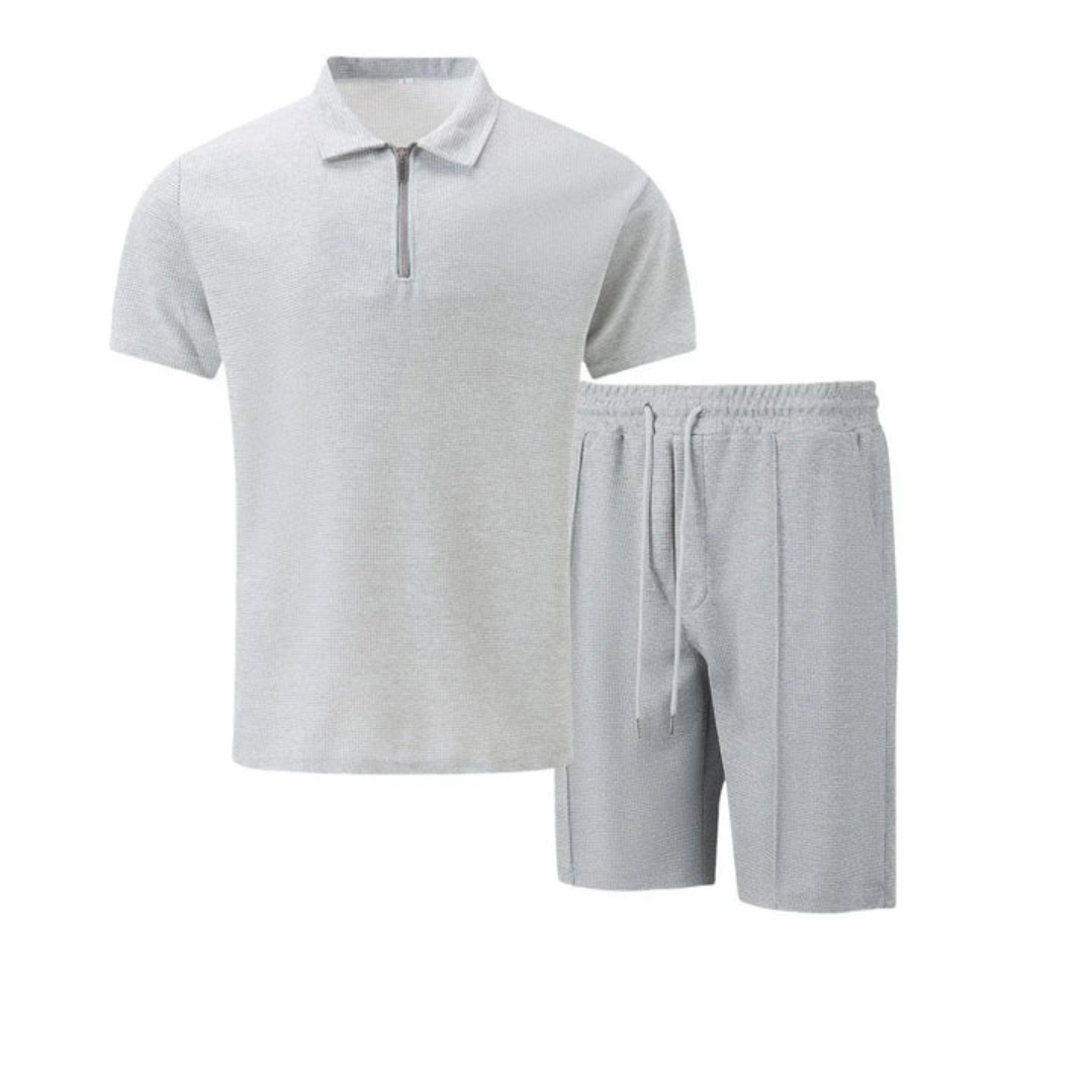 Ensemble d'été pour homme avec polo à col zippé et shorts confortables