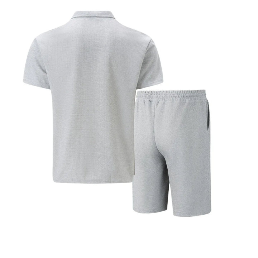 Ensemble d'été pour homme avec polo à col zippé et shorts confortables