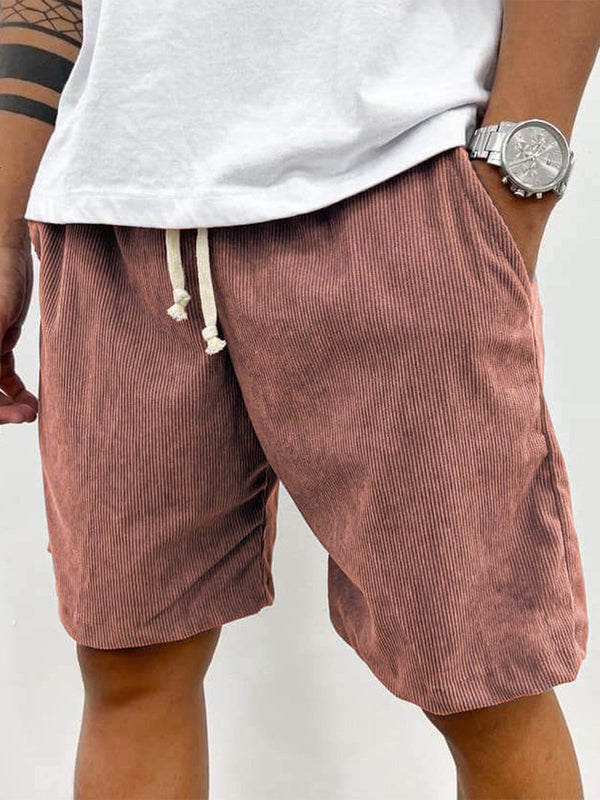 Shorts en velours côtelé stretch pour homme, à texture côtelée et coupe confortable
