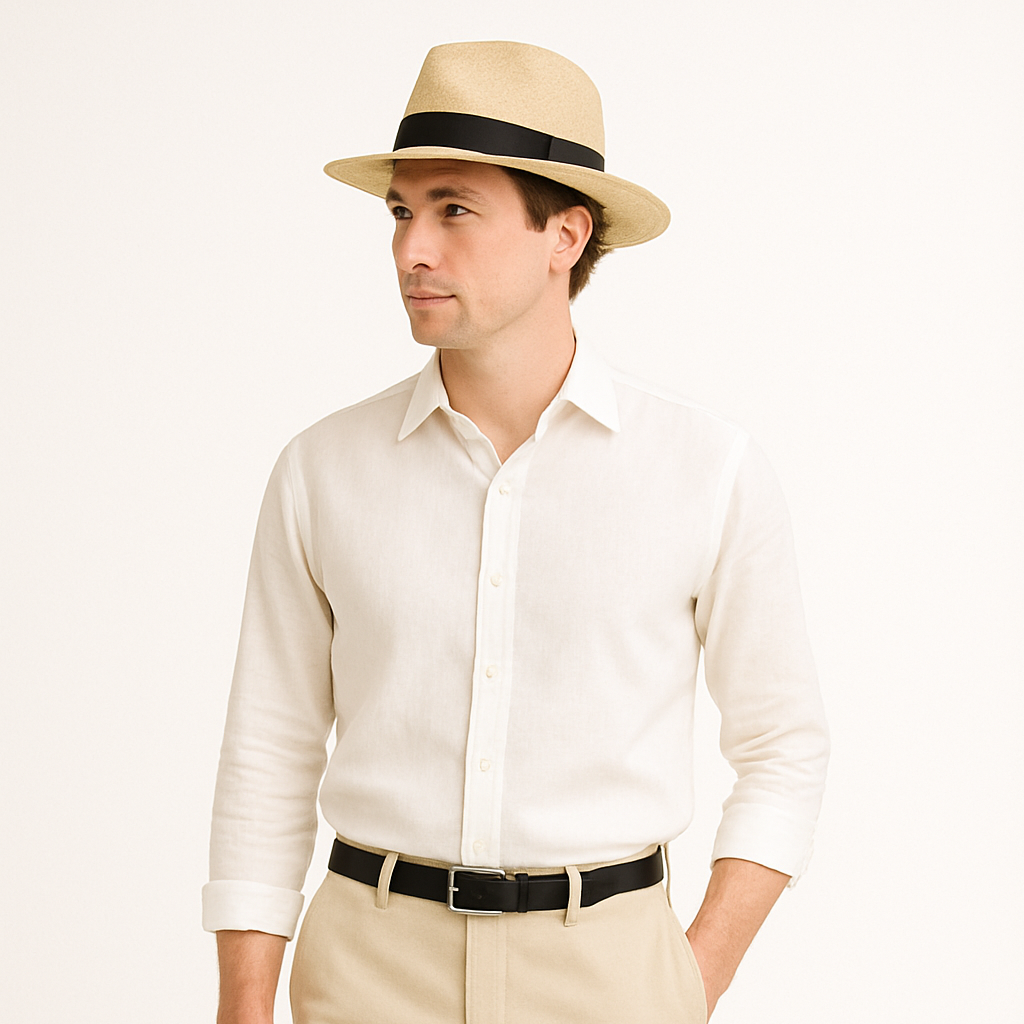 Chapeau Panama classique d'été pour homme avec un large bord pour un style estival intemporel