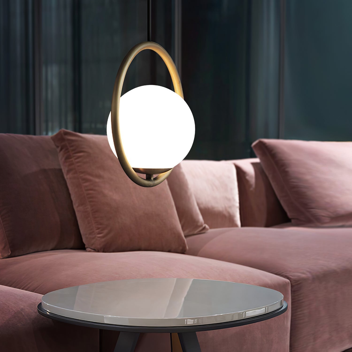 Lampe suspendue globe moderne | Cadre en arc doré brossé