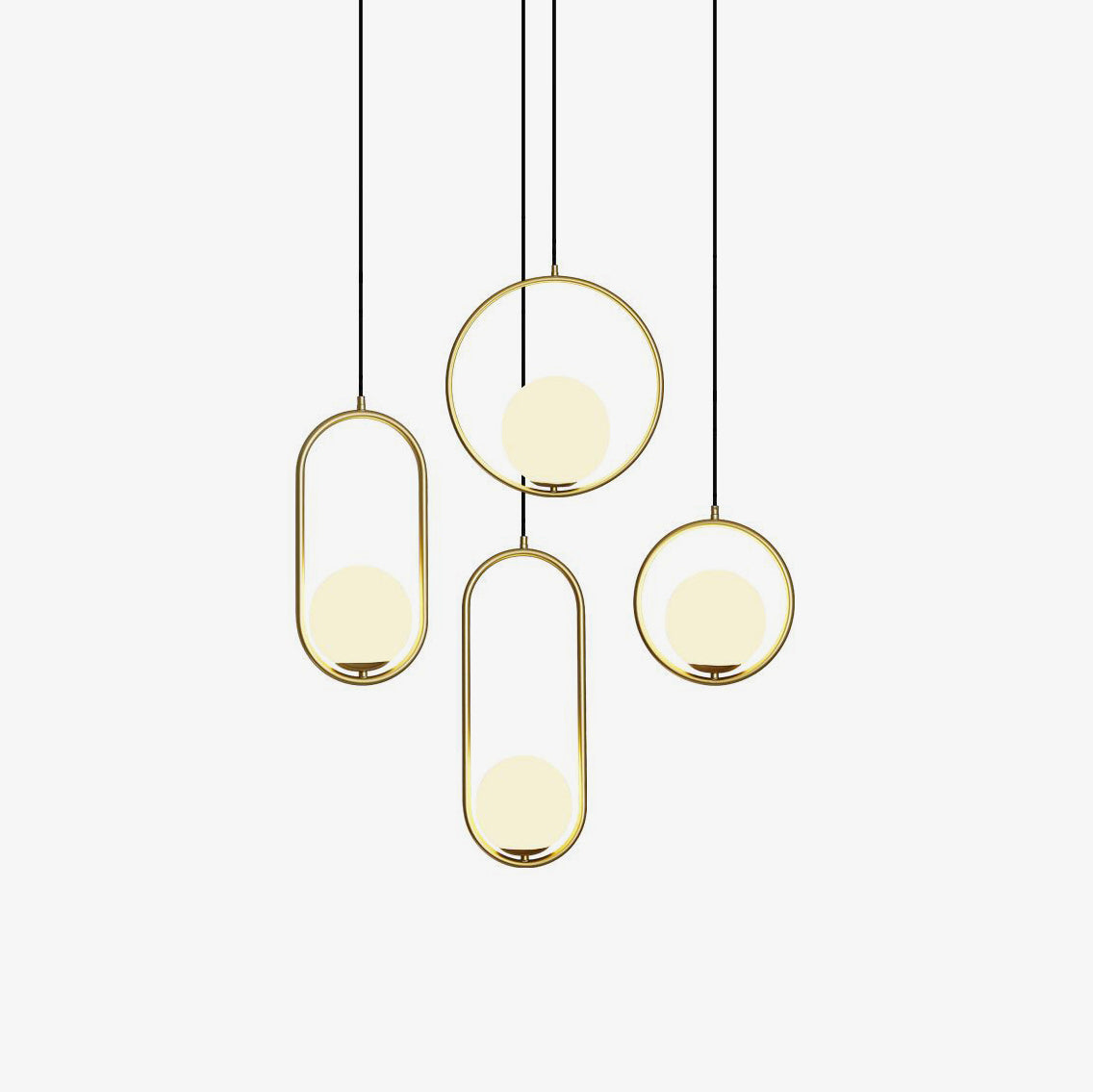 Lampe suspendue globe moderne | Cadre en arc doré brossé