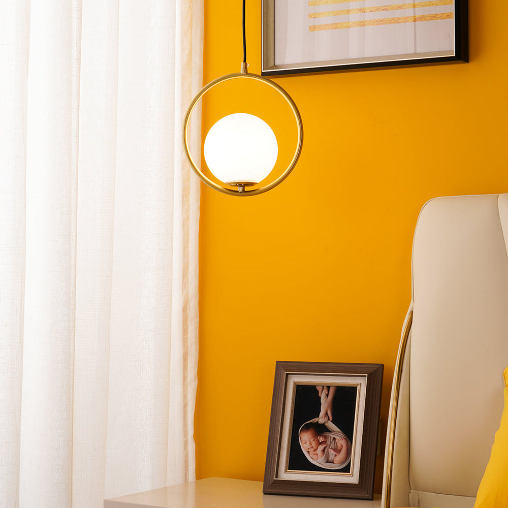 Lampe suspendue globe moderne | Cadre en arc doré brossé