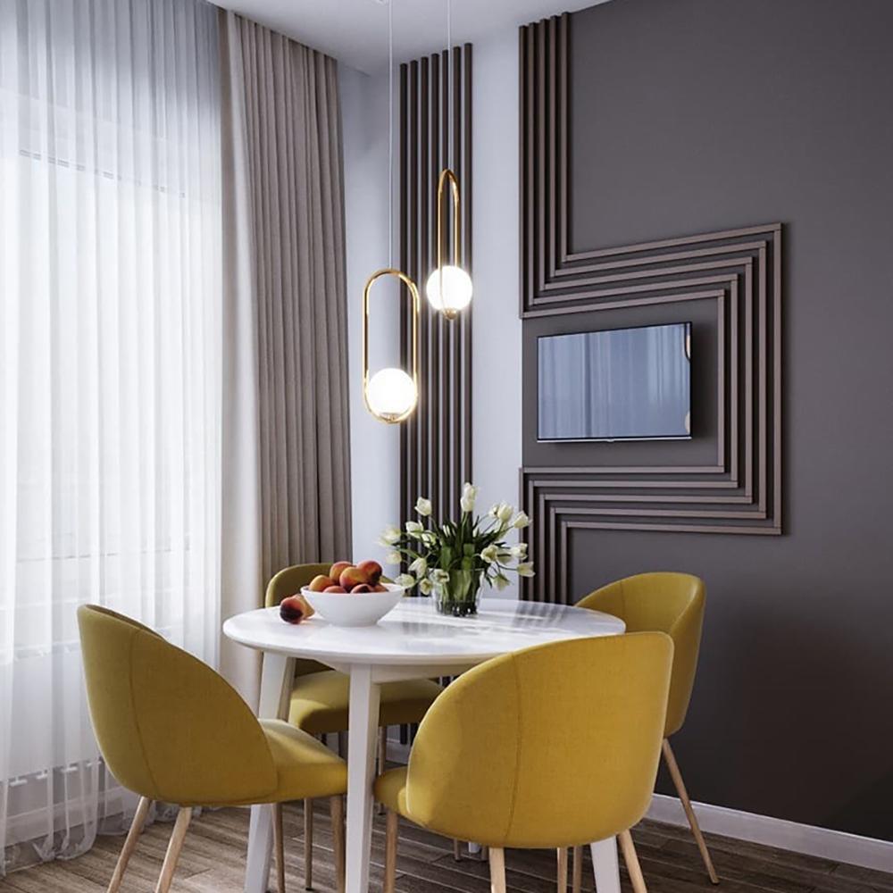 Lampe suspendue globe moderne | Cadre en arc doré brossé