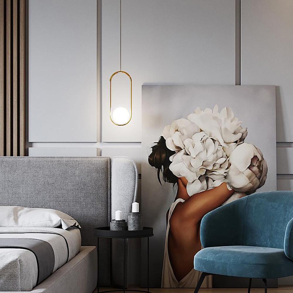 Lampe suspendue globe moderne | Cadre en arc doré brossé