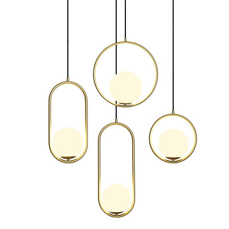 Lampe suspendue globe moderne | Cadre en arc doré brossé