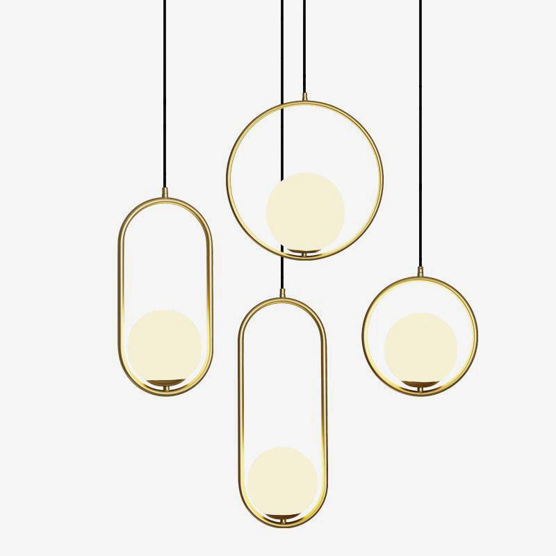 Lampe suspendue globe moderne | Cadre en arc doré brossé