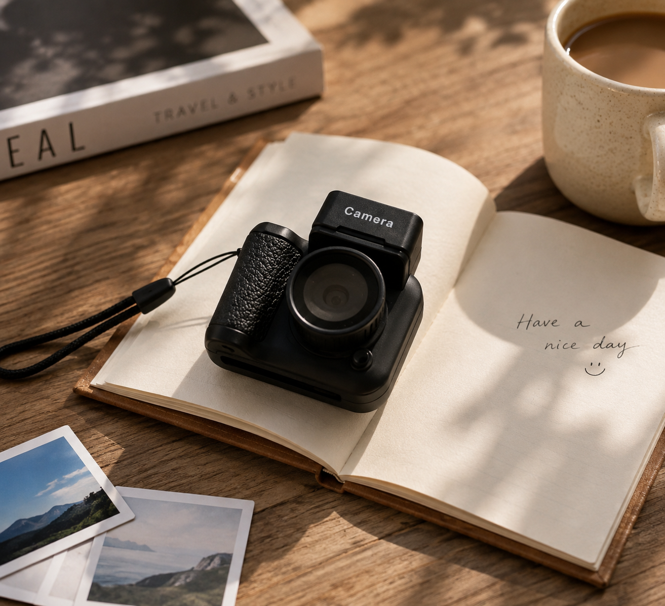 Appareil photo numérique pour débutants mini vintage, base de chargement et câble Type‑C, compact de poche avec lanière et crochet