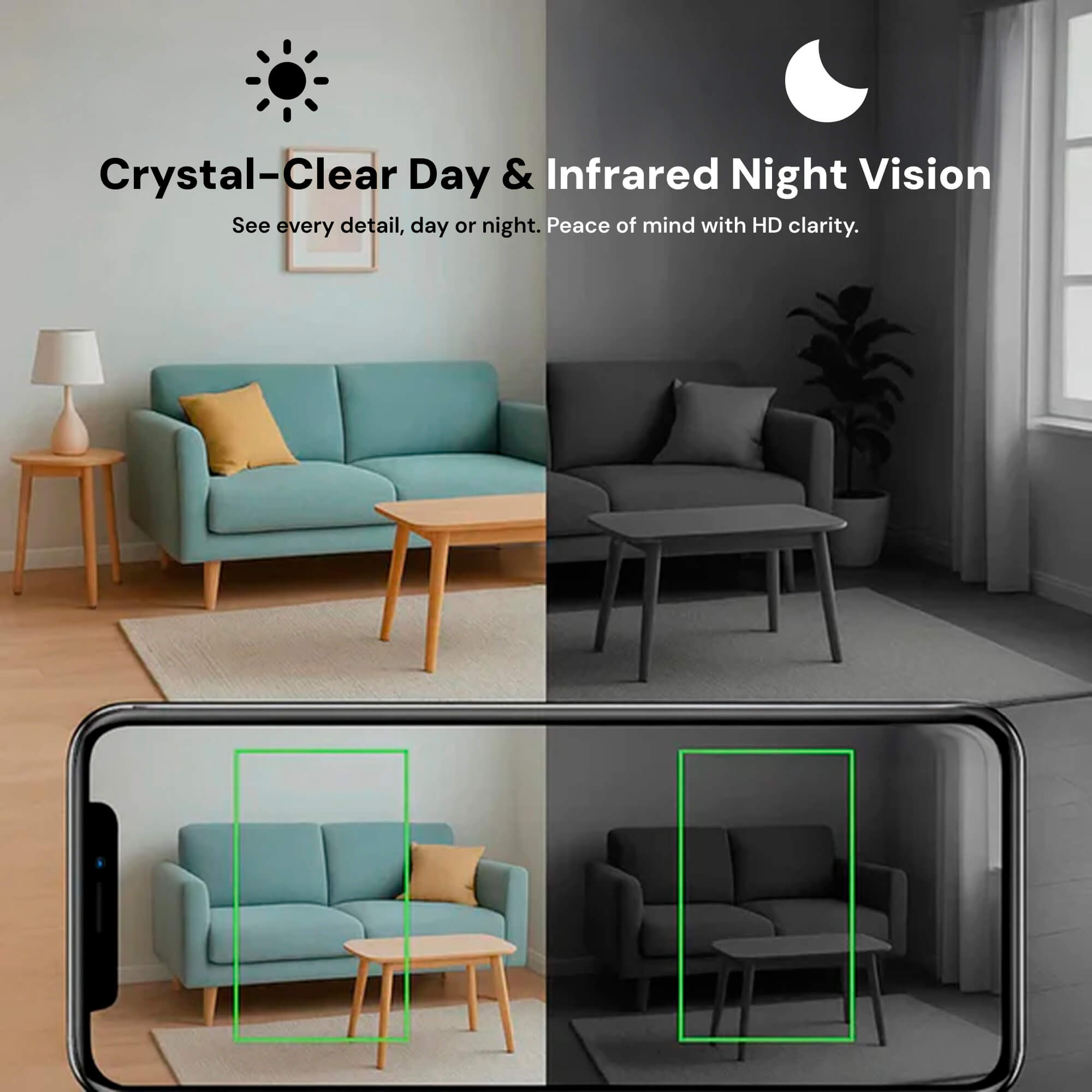Caméra de surveillance sans fil NexaGuard avec audio, pour une utilisation à domicile.