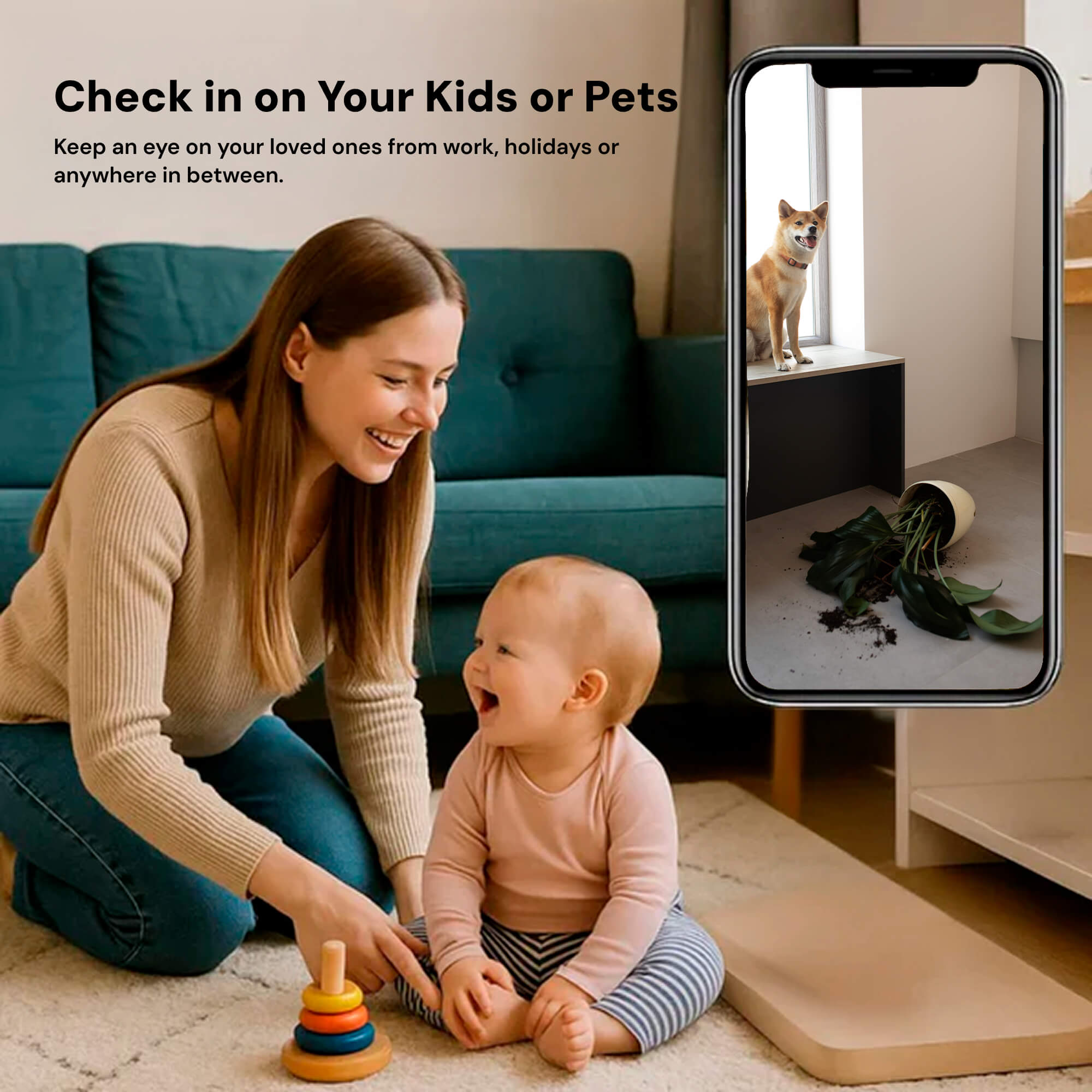 Caméra de surveillance sans fil NexaGuard avec audio, pour une utilisation à domicile.