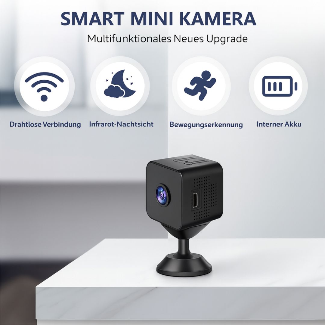 Mini-caméra | Surveillance en direct partout | Vision nocturne et détection de mouvement
