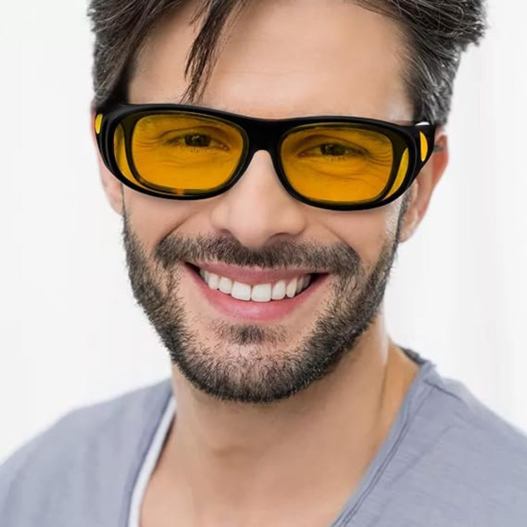Lunettes de conduite nocturne avec des verres jaunes anti-reflets