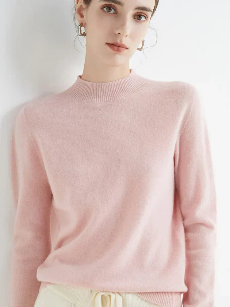 Pull Femme Classique Doux - Col Montant, Laine, Travail