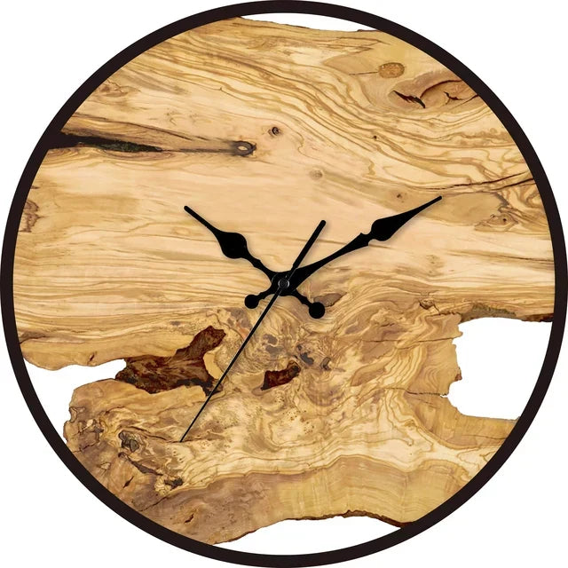 Horloge murale rustique | Conception de tranches de bois naturel