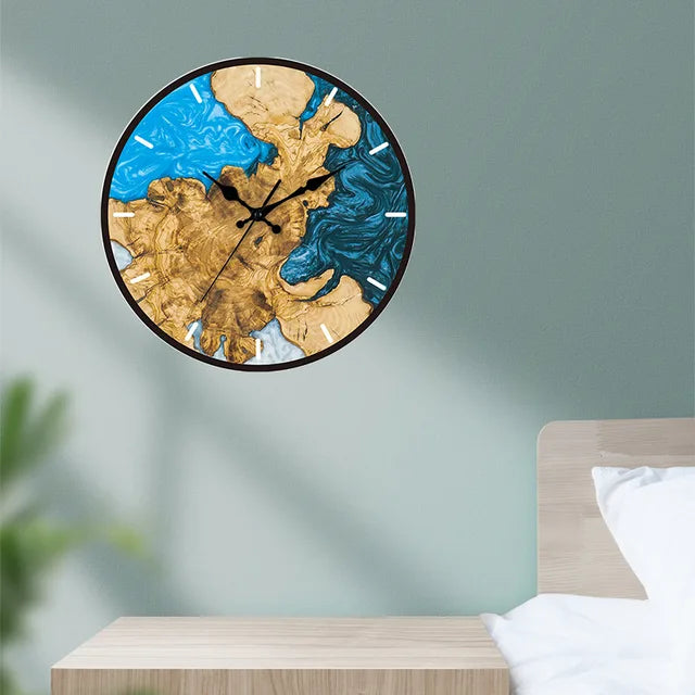 Horloge murale rustique | Conception de tranches de bois naturel