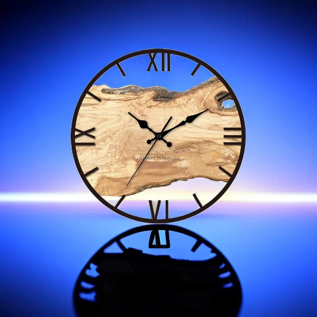 Horloge murale rustique | Conception de tranches de bois naturel