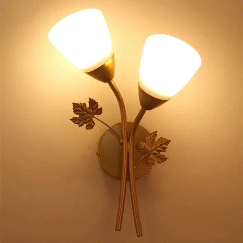 Applique murale botanique | Applique LED design feuille d'or