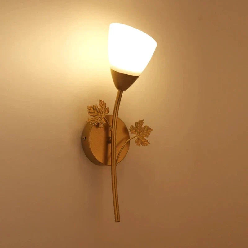 Applique murale botanique | Applique LED design feuille d'or