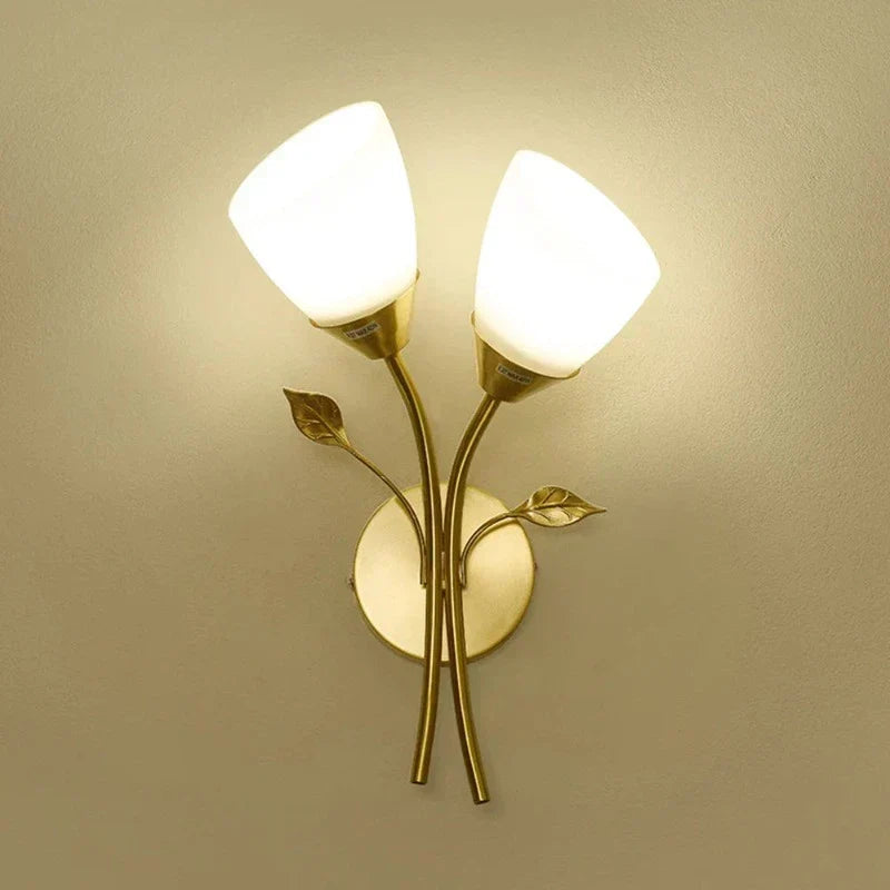 Applique murale botanique | Applique LED design feuille d'or