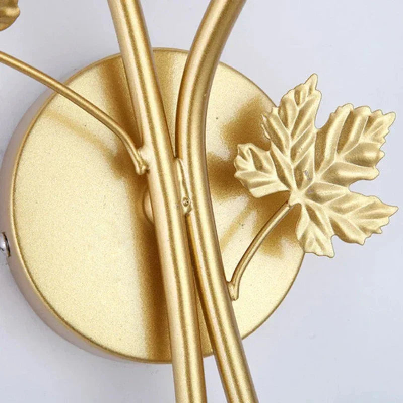 Applique murale botanique | Applique LED design feuille d'or