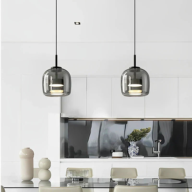 Lampe suspendue en verre moderne | Collection Dôme Ambre