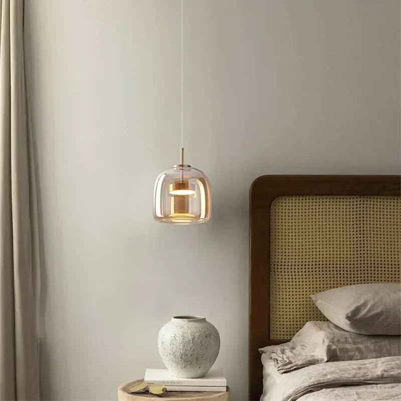 Lampe suspendue en verre moderne | Collection Dôme Ambre
