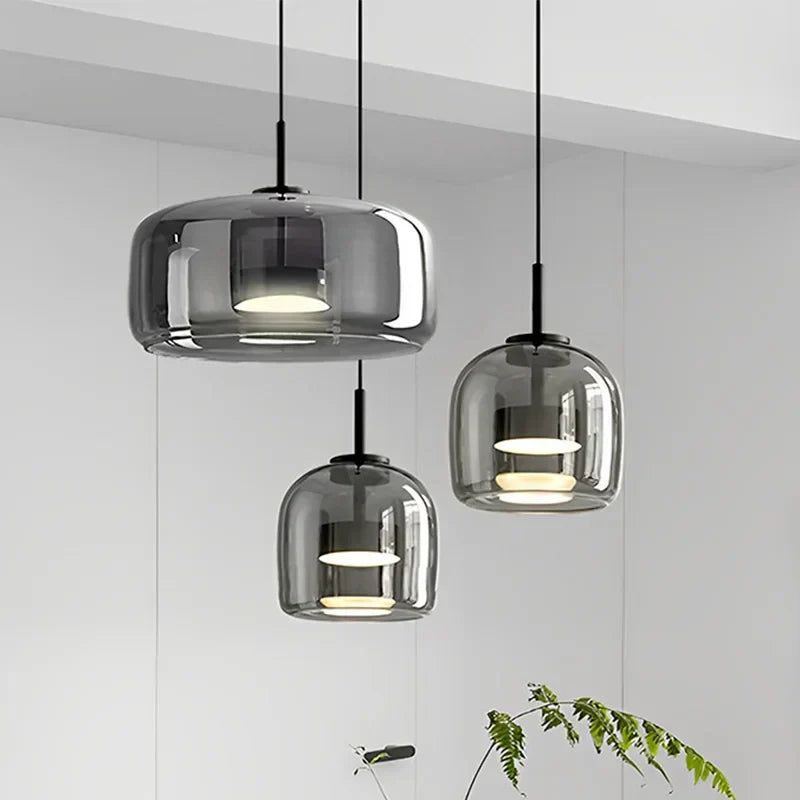 Lampe suspendue en verre moderne | Collection Dôme Ambre