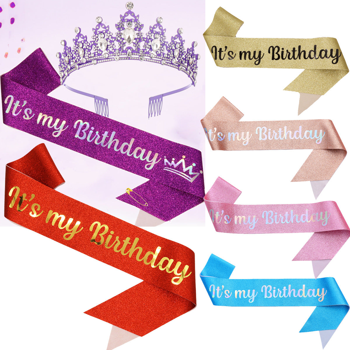 Bande d'anniversaire festive pour femme avec motif pailleté