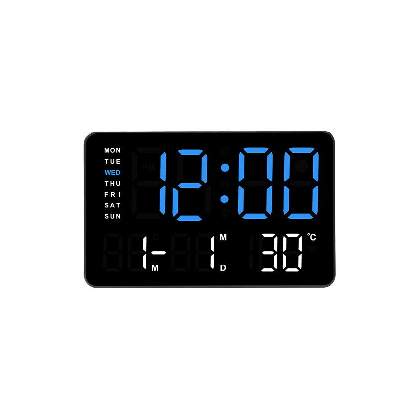 Horloge murale numérique avec affichage de la température et de la date