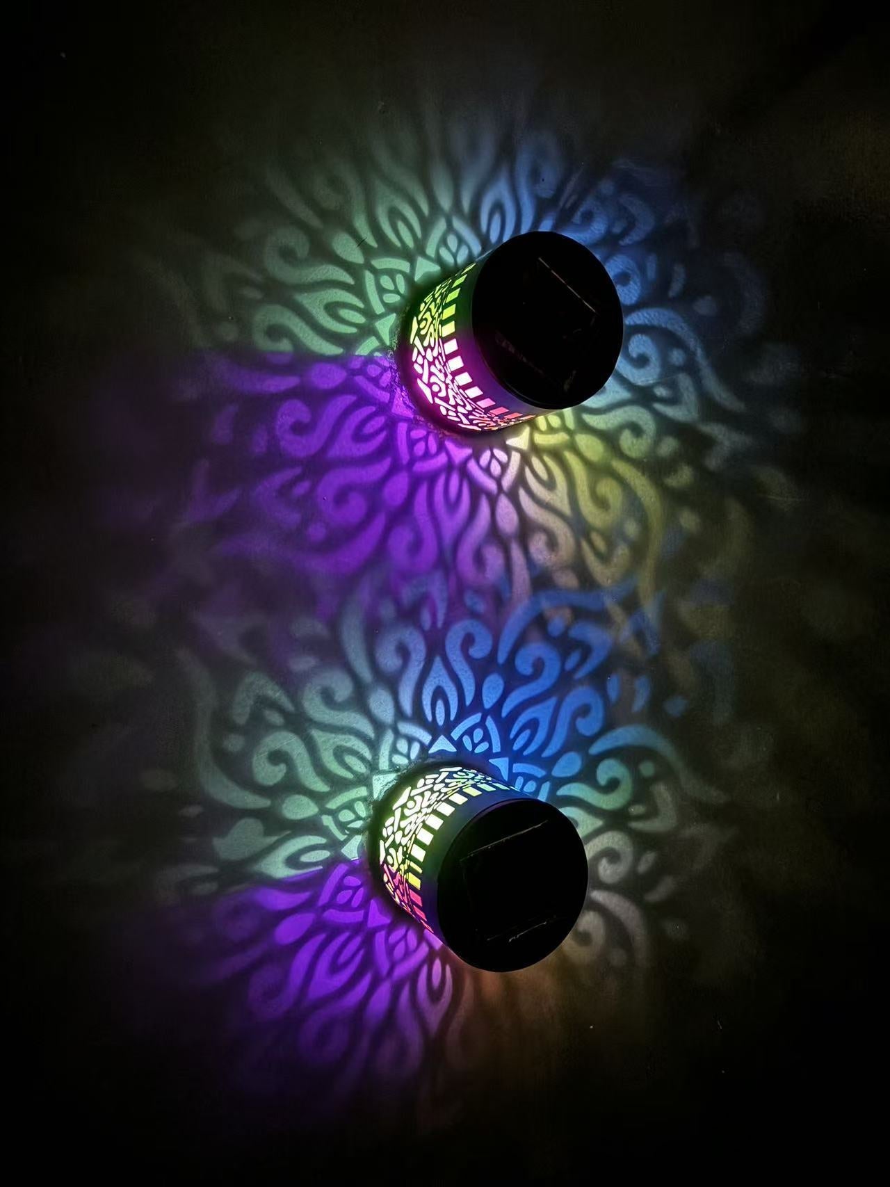 Applique solaire décorative avec projection de sculpture marocaine, paire d'appliques murales d'extérieur en métal
