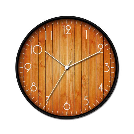 Horloge murale aspect bois, boîtier en plastique aspect bois, mouvement à quartz précis et chiffres lisibles