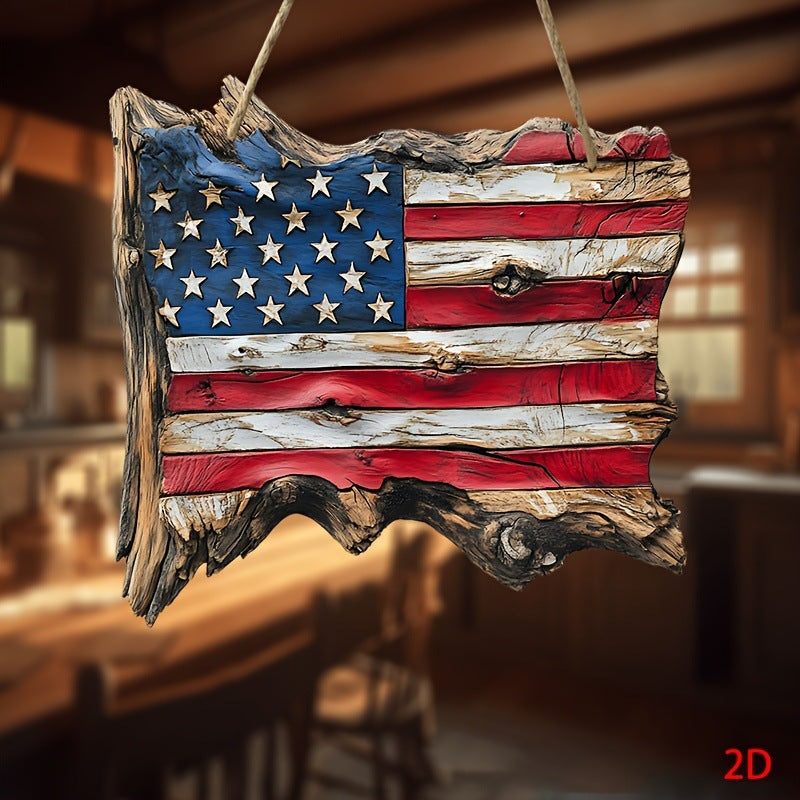 Décoration murale en bois rustique unisexe au design du drapeau des États-Unis fabriquée à partir de bois flotté fabriqué à la main