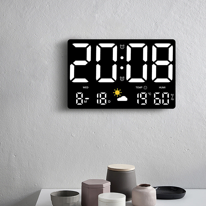 Horloge de décoration murale numérique avec affichage de la température et de l'humidité