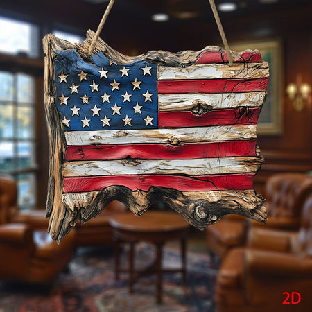 Décoration murale en bois rustique unisexe au design du drapeau des États-Unis fabriquée à partir de bois flotté fabriqué à la main