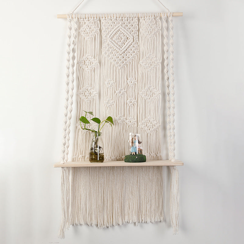Étagère murale en macramé avec cintre