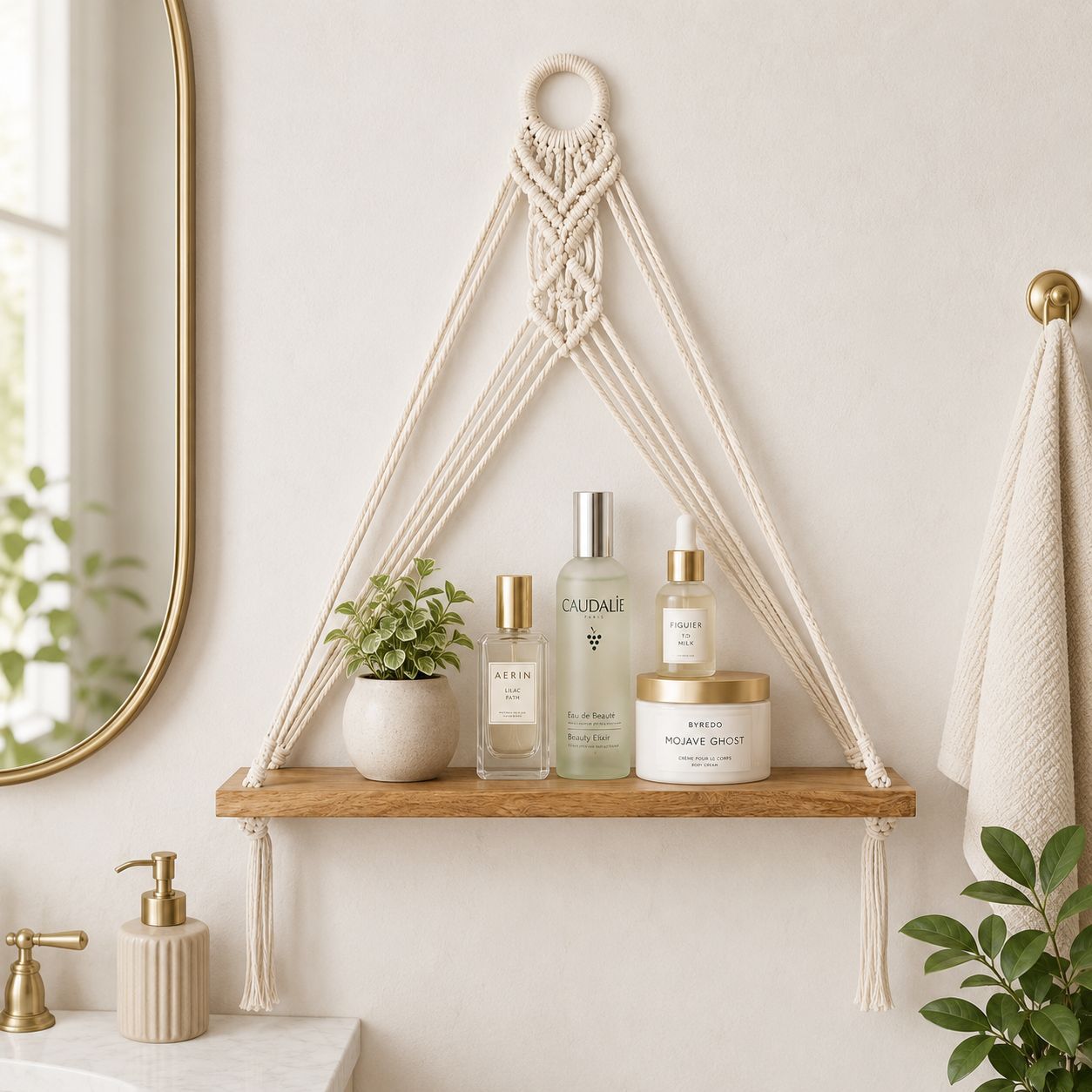 Etagère murale en macramé