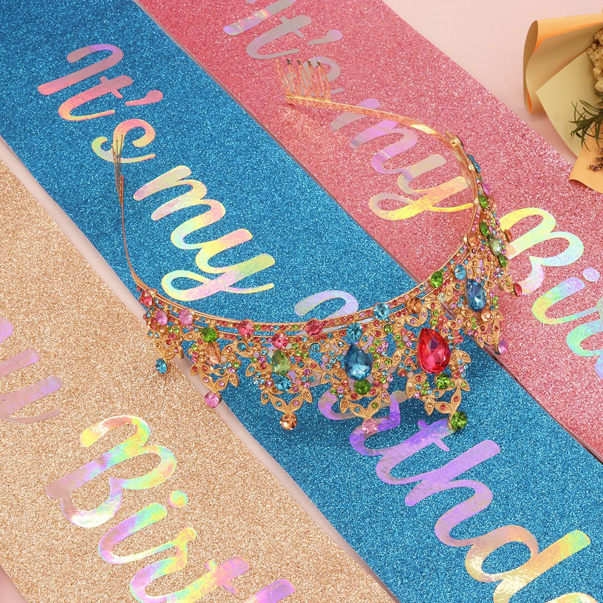 Bande d'anniversaire festive pour femme avec motif pailleté