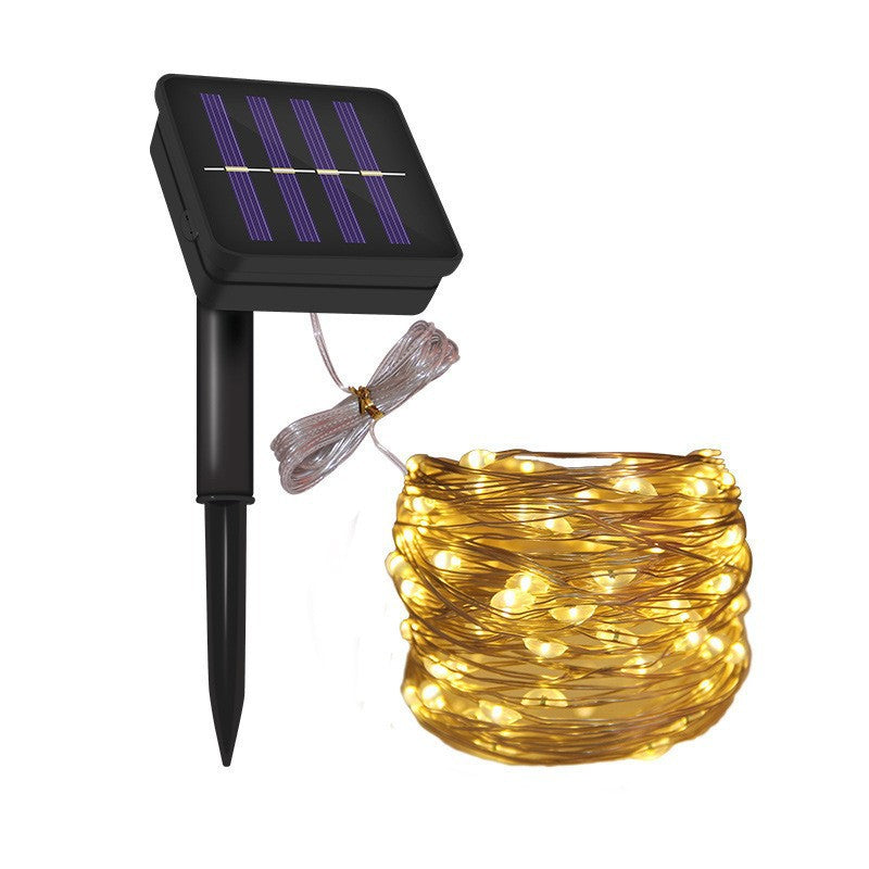 Guirlande lumineuse solaire micro-LED ultra flexible avec panneau étanche monté au sol