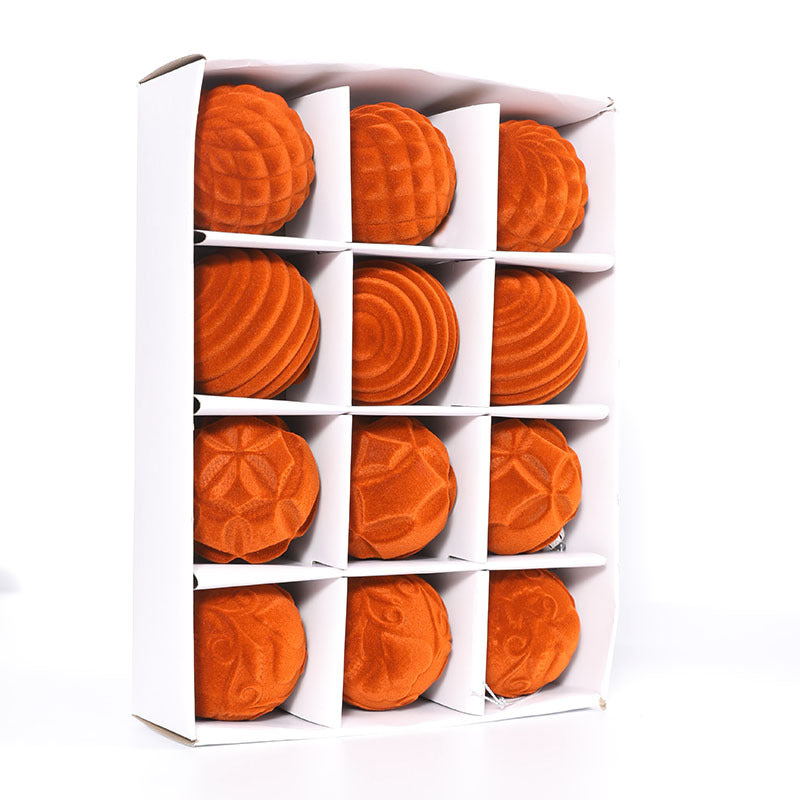 Boule de Noël floquée en boîte de 6 cm, 12 boules de velours pour arbre de Noël, décorations de vacances